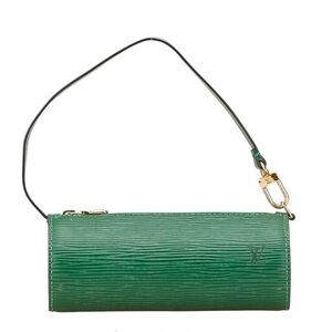 Louis Vuitton Green Epi Leather Wristlet Clutch with Gold Hardware